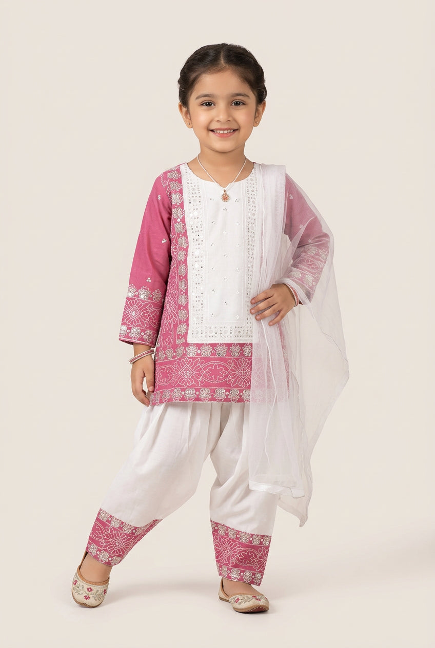 Sarara Kurtha Salwar Baby Girl (white combo)
