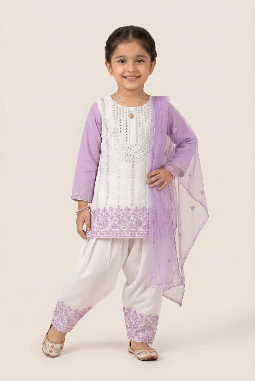 Sarara Kurtha Salwar Baby Girl (white combo)