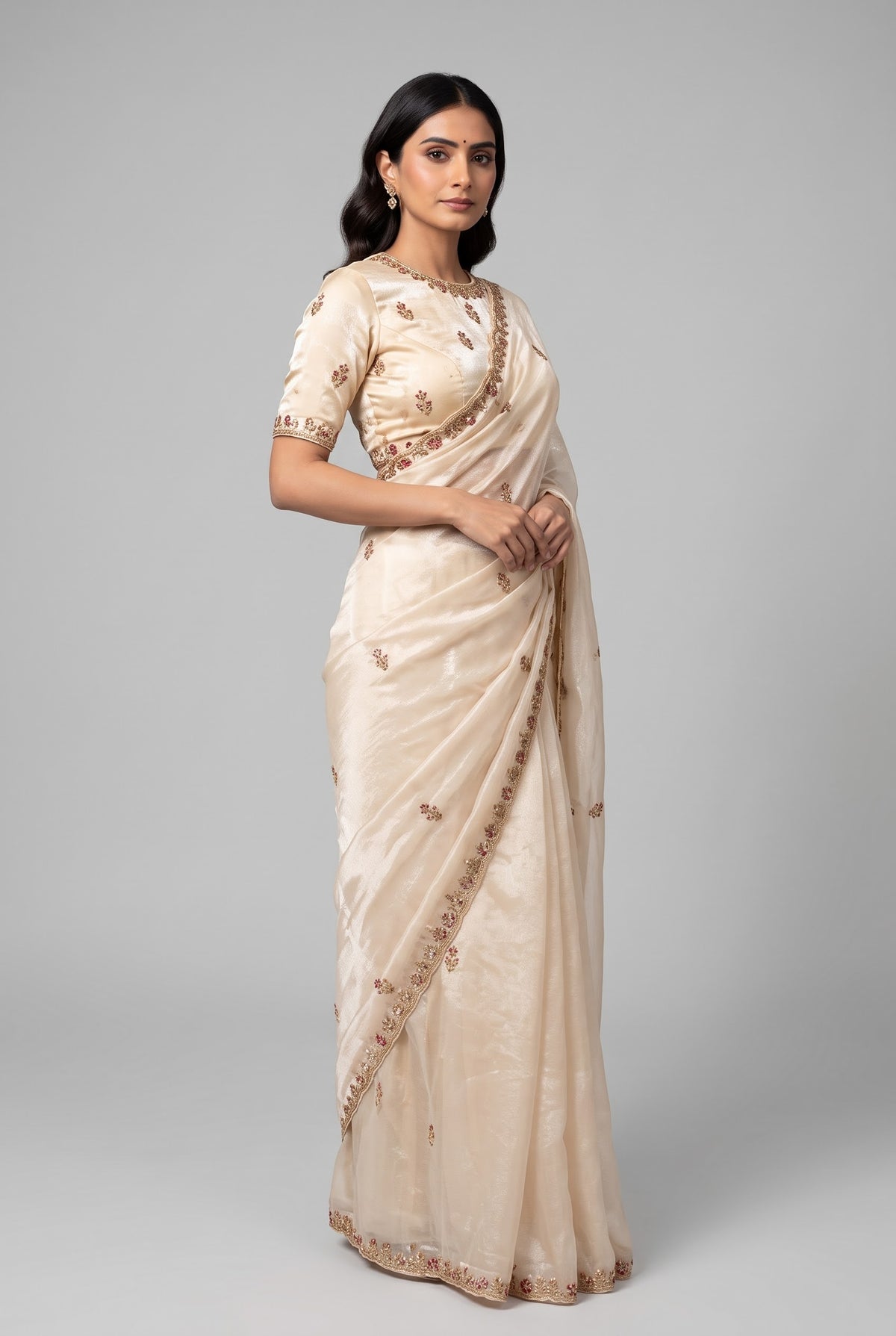 Organza Saree-Gold Sequin