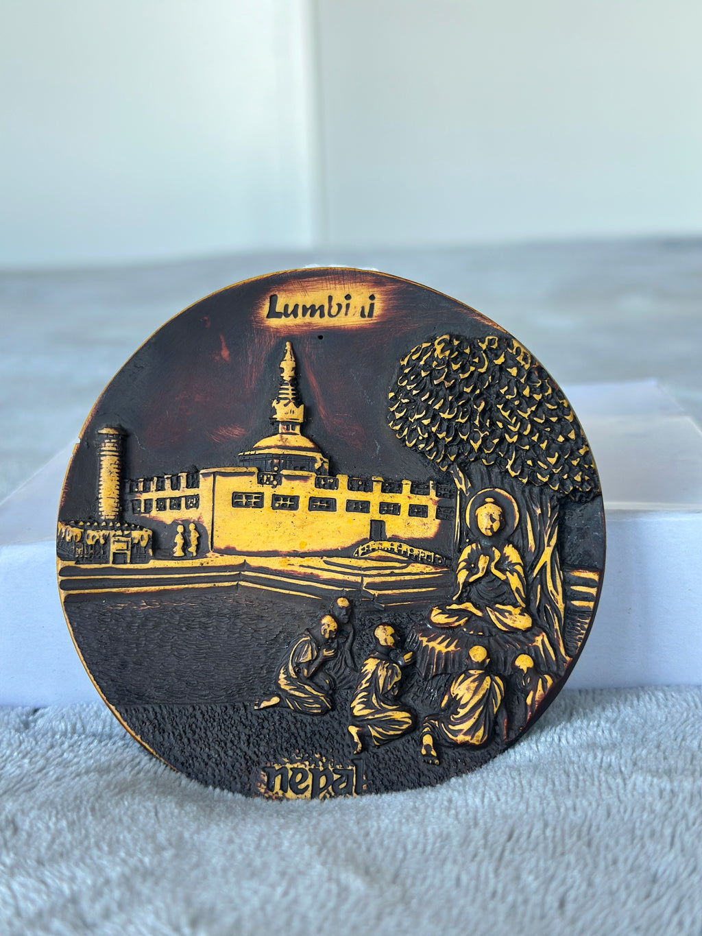Lumbini Nepal Handcrafted Clay Relief Wall Plaque- Gift/Souvenirs