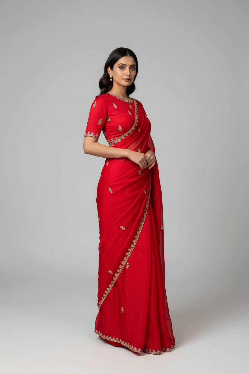 Organza Saree-Gold Sequin