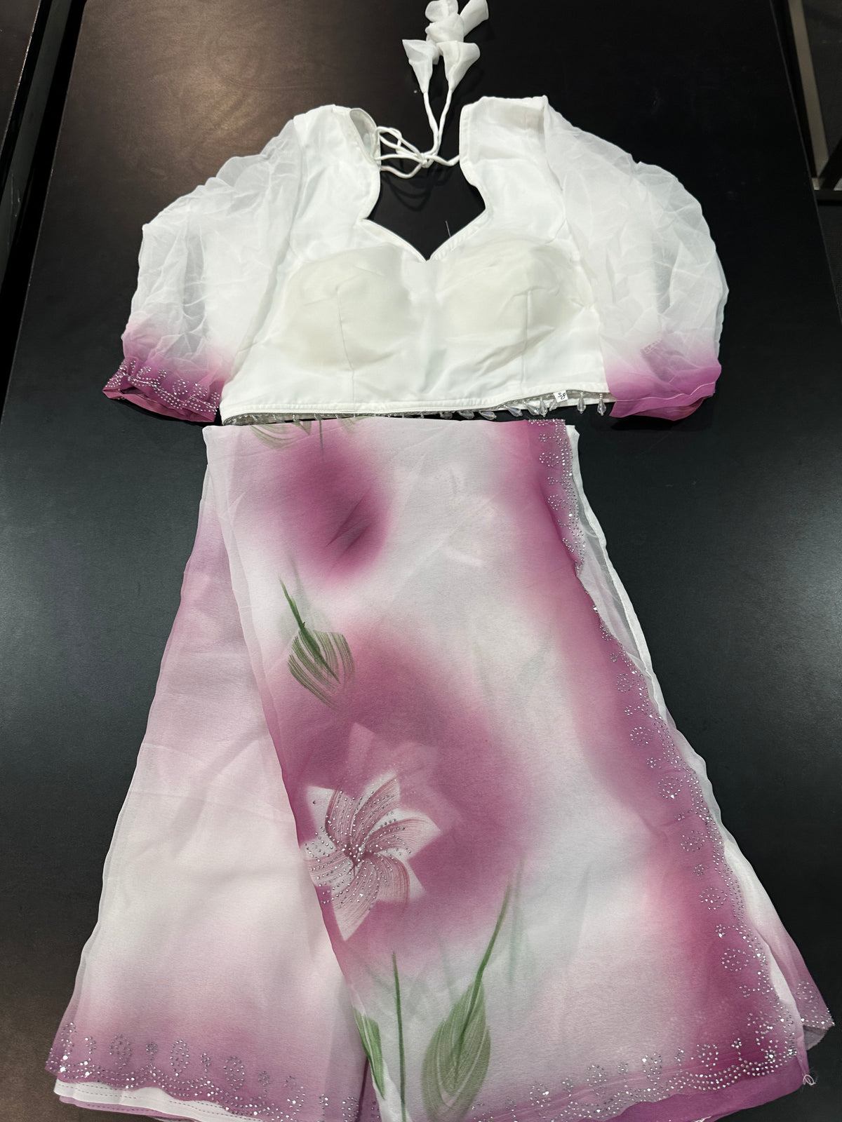 Organza Saree-Watercolour Floral Print