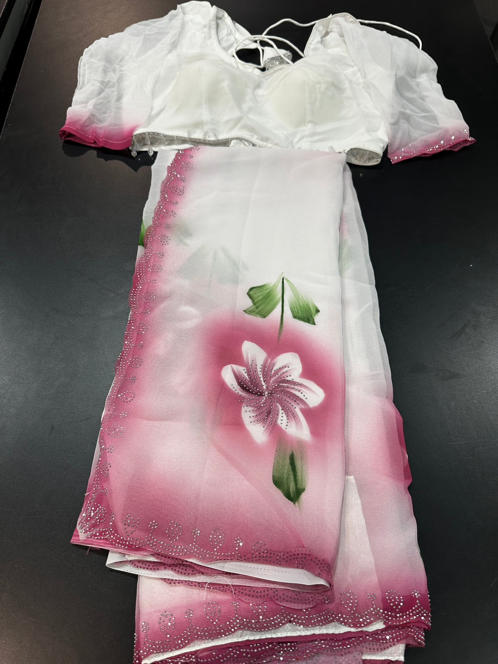 Organza Saree-Watercolour Floral Print