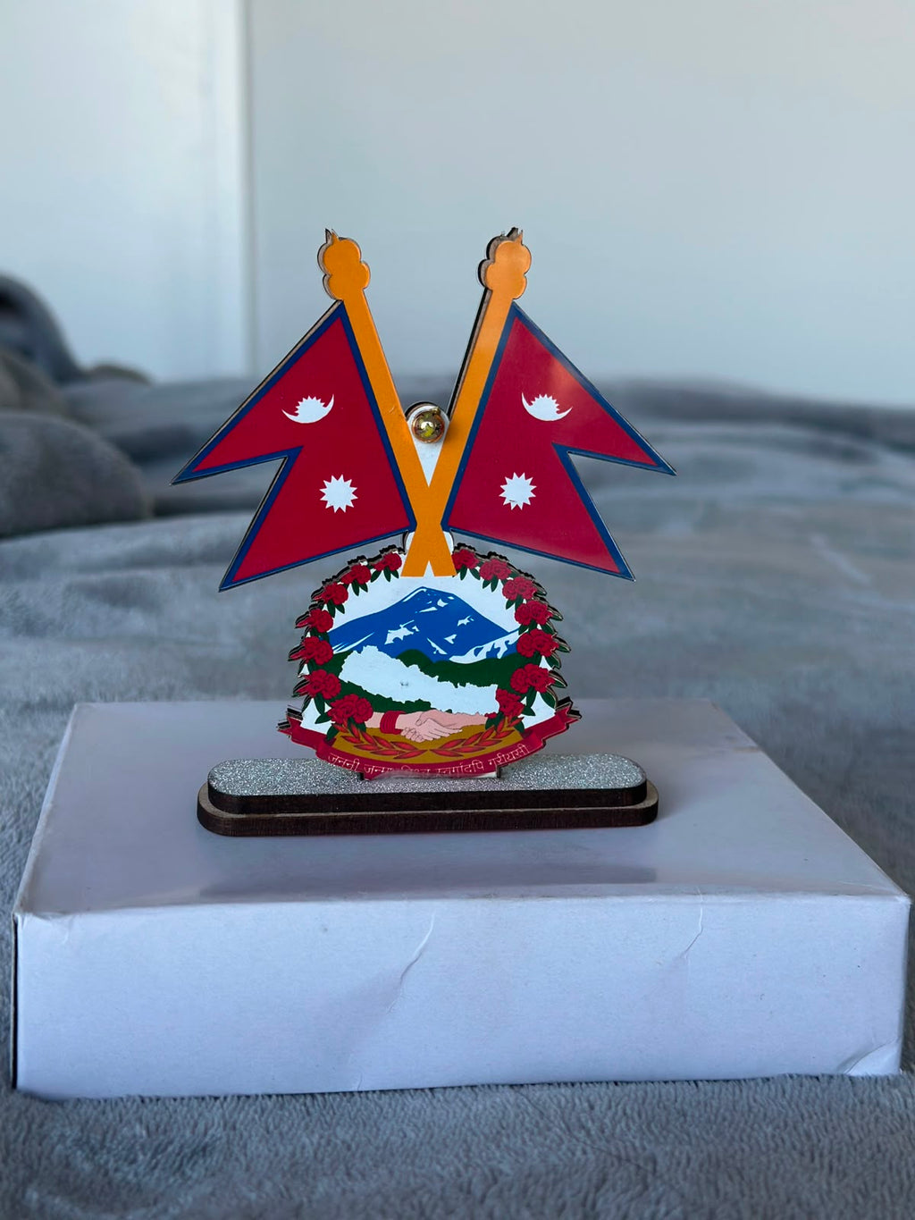 Nepal Flag with coat of arms- Car & Desk Ornament — Gift/Souvenirs